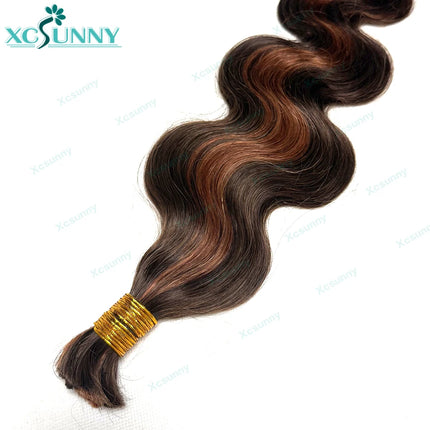 Color 4 30 Bulk Human Hair For Boho Braids Knotless Body Wave Bulk Human Hair For Braiding Invisable Knots Double Drawn