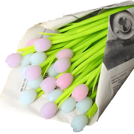 10Pcs/Lot Cute Tulip Color Changing Silicone Neutral Pen 0.5MM Black Ink Gel Pens  Kawaii Flower Pen School Office Stationery
