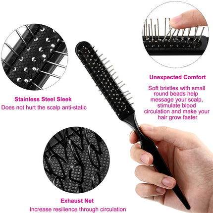 3Pcs Wig Brush Comb Set, Loop Wig Brush Hair Extension Wide-Tooth and Edge Combs for Human Wigs and Synthetic Extension