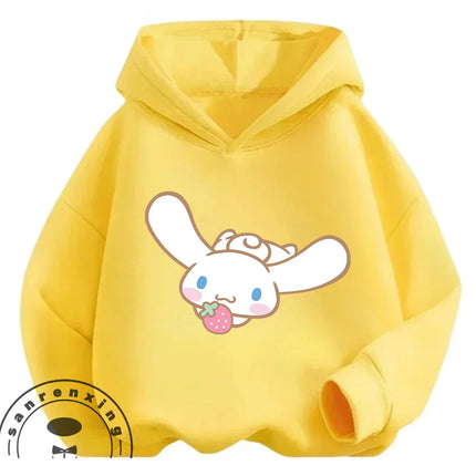 Cartoon Trendy Cinnamoroll Hoodie 3-14Y Boys Girls Autumn Winter Cute Kawaii Street Hot Fashion Outdoor Casual