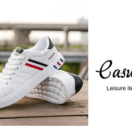 2024 Men's Casual Sneakers New Fashion Lace-up White Shoes Student Comfort Sports Plus Size Vulcanized Shoes Zapatillas De Hombre