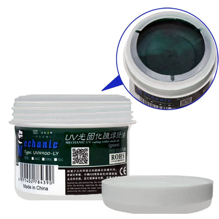 MECHANIC UVH900-LY 100g UV Curing Solder Mask Ink Soldering Paint Oil Flux Prevent Corrosive Arcing for BGA PCB Motherboard