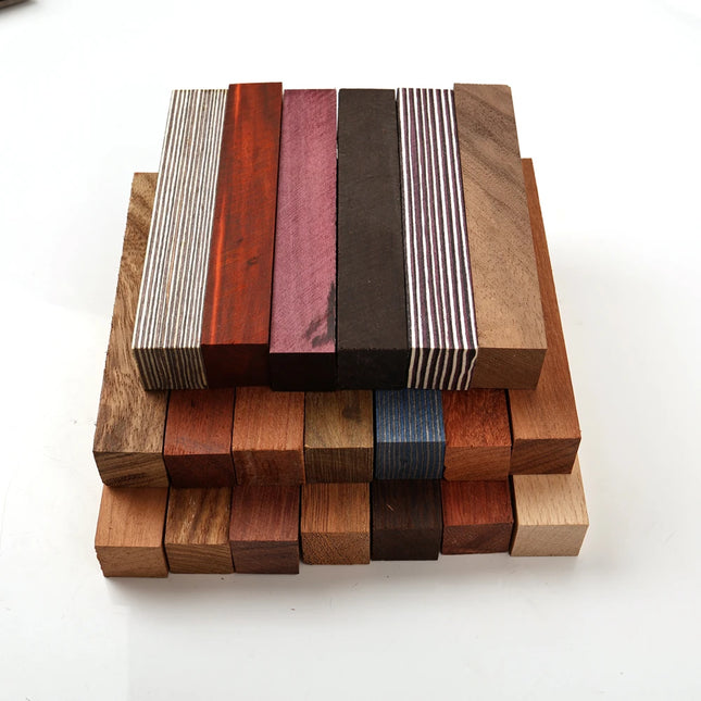 Unfinished Wood Blocks 120x20x20mm - Pen Turning Blanks, Knife Handle Material, DIY Wood Carving for Tool Parts or Wholesale