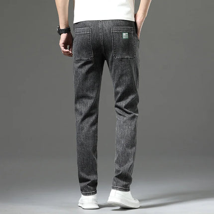 Luxury Stretchy Straight Leg Jeans Plus Size Loose Fit Fashionable Printed Bottoms Versatile High Waist Denim Trousers