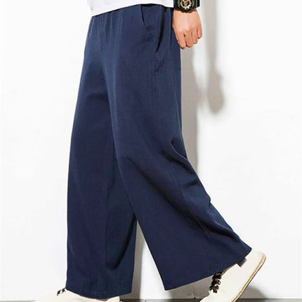 2026 Autumn Plus Size Hip Hop wide leg Pants Men Casual Loose Trousers big size cotton linen pants Joggers M-6XL 7XL Sweatpants