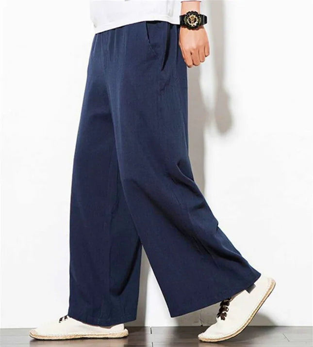 2026 Autumn Plus Size Hip Hop wide leg Pants Men Casual Loose Trousers big size cotton linen pants Joggers M-6XL 7XL Sweatpants