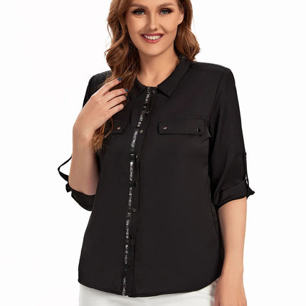 Women Plus Size Woven Spring And Autumn Fashionable Shirt