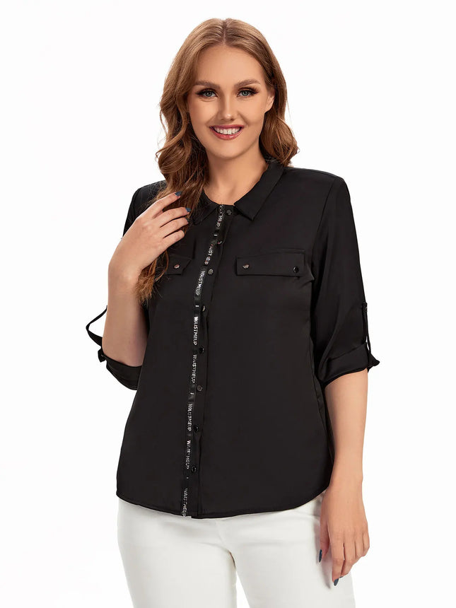 Women Plus Size Woven Spring And Autumn Fashionable Shirt