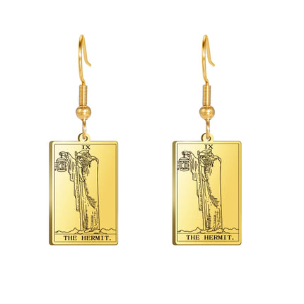 Classic Tarot Cards Stainless Steel Drop Earring for Women Sun Moon Star Lovers Divination Tarot Jewelry Birthday Gift