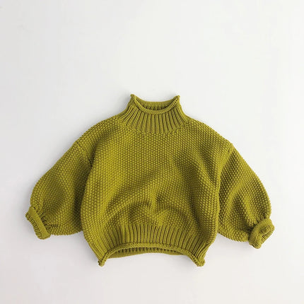 MILANCEL Winter Korean Style Kids Sweater Vintage Boys Knitwear Solid Turtleneck Girls Sweaters Coat