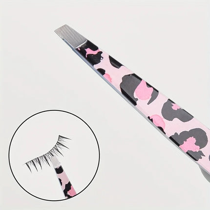 Stainless Steel Wild Leopard Print Eyebrow Tweezers Set 4pcs Makeup Sticker False Eyelashes Tool Christmas Gift