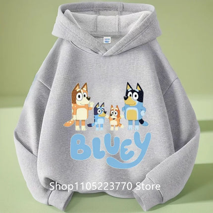 Bluey Kids Hoodie Autumn Winter Cartoon Printed Sweatshirt Cozy Pullover Casual Top for Boys Girls