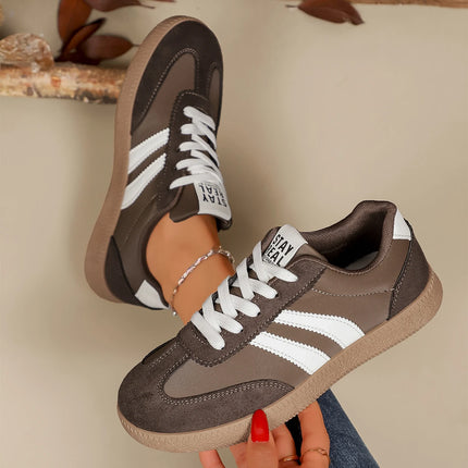 Lightweight Comfortable Sneakers Fashion Striped Lace-Up Sports Shoes Women's Casual Breathable Low-Top Rubber Outsole Sneakers