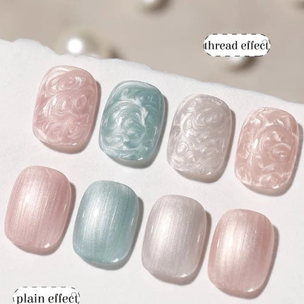 ZH 12ML 8-Color Pearl Shell Thread Nail Gel Polish Long Lasting White Pink Purple Salon Gel Nail Art DIY Solid Gel Polish