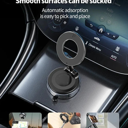 Strong Magnetic Phone Holder Foldable Design 360° Adjustable Vacuum Car Mount For Cell Phone For phone Live Stream