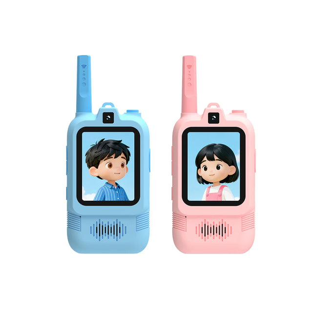 2 sets of children's video Walkie-Talkies, rechargeable video Walkie-Talkie toys for boys and girls ages 3-12 (Blue&Pink)