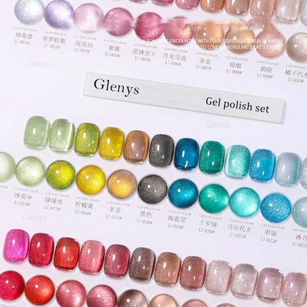Glenys 36 color cat's eye nail polish gel polishing set with color card semi permanent UV LED varnish gel series nail polish set