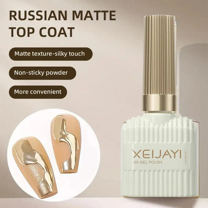 15ml Russian Matte Top Coat for Chrome Nail Powder 3D Mirror Chrome Nail Rubbing Powders Gel Top Coat  No Wipe Soak off UV Gel