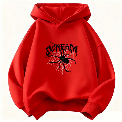 Vintage Spider Desig Hoodie Kids Children's Sweatshirt Cute Hip Hop Hoody for Boys Girls Autumn Winter Casual Hoodies