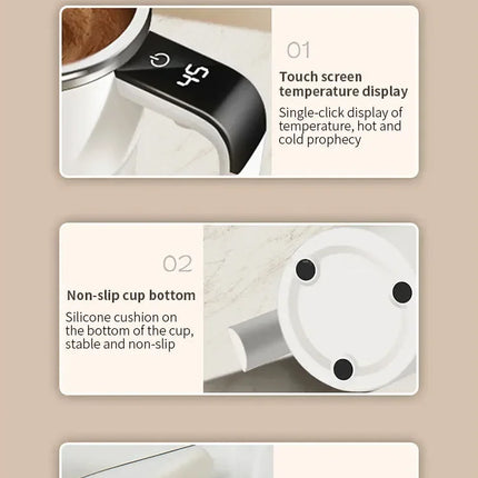 Automatic Self Stirring Magnetic Mug with LCD Screen Coffee Milk Stainless Steel Mixing Cup USB Rechargeable Smart Thermal Cups