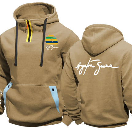 Hero Ayrton Senna Racer F1 Semi-Zip Pocket Fleece Jackets Hooded Coats Sweatshirts Male Men Sweatshirt Outerwear Hoodies Jacket
