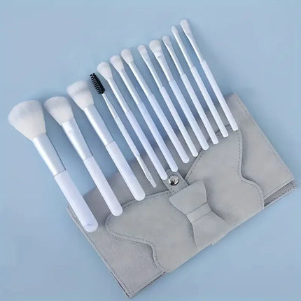 12PCS Makeup Brush Set Blue Foundation Concealer Blush Powder Eye Shadow Kabuki Blending Cosmetic Soft Fluffy Female Makeup Tool