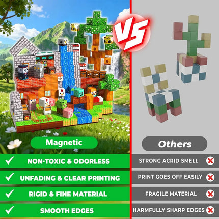 Magnetic Building Block Bricks Toy Stacking World STEM Mine Architectural Set Model DIY Educational Kids Gifts for Boy Girls