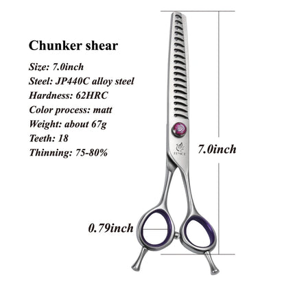 Fenice JP440C 7/8 Inch Professional Pet Dogs Grooming Scissors Straight Curved Thinning Chunker Shear Scissors Set For Dogs
