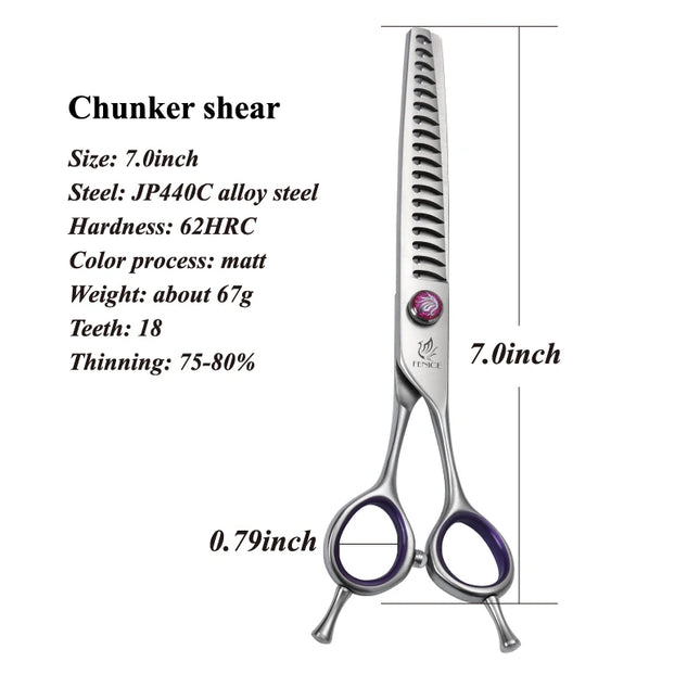 Fenice JP440C 7/8 Inch Professional Pet Dogs Grooming Scissors Straight Curved Thinning Chunker Shear Scissors Set For Dogs