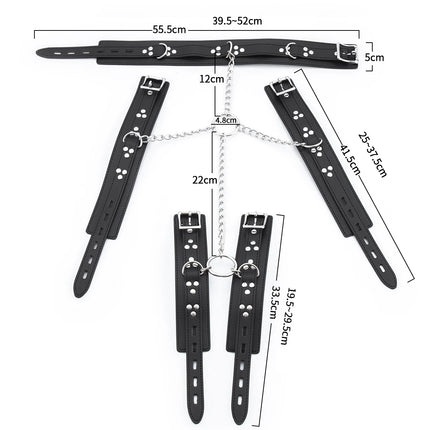 Thierry Fetish Neck Collar Wrist Arms Cuffs Restraint Leather Bondage Restraints Sex Toys for Couple Sex Products High Quality