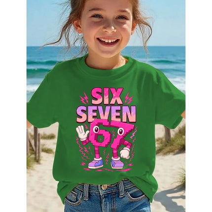 Cute Girl 67 Elements Cute Children's Fun Pattern 3D Printed Children's Clothing Comfortable Daily Girl Short Sleeve T-Shirt
