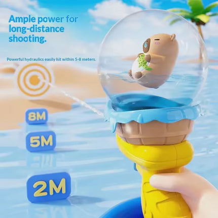 Kids Capybara Water Gun Toy with Light Detachable Water Tank Leakproof Summer Outdoor Beach Pool Shooting Game Toy for Children