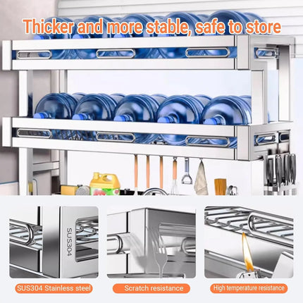 2-Tier Over The Sink Dish Drainer Drying Rack,Multifunctional 304 Stainless Steel Kitchen Countertop Organizer with Suction Cup