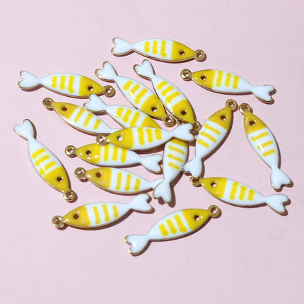 20pcs 18x5mm Stainless Steel Fish Enamel Charms Pendant Stainless Steel DIY Jewelry Making Accessories Findings