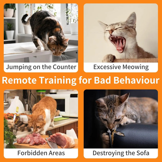 New Cat Shock Collar with Remote, 4-in-1 Cat Training Collar with Auto Anti-Meow, Beep, Vibration, Safety Shock 4 Modes for Cats