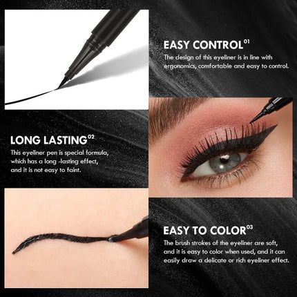 1 Set 3 Pcs Black Liquid Eyeliner Pen, Waterproof High Pigmented, Easy To Color, for All Eye Shapes, Natural Eye Makeup Finish
