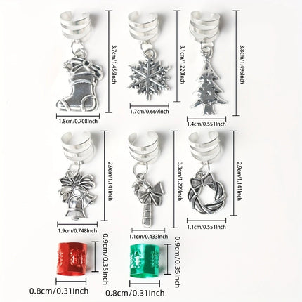 26 Pcs Christmas Decor Pendant Dreadlock Braid Hair Rings Hippie Style Holiday Party Accessories For Women