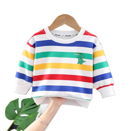 Spring Autumn Pullover Sweaters New Children's Wear Boys Stripe T-shirt Girls' Sweatshirt Baby Loose Long Sleeve Children's Top