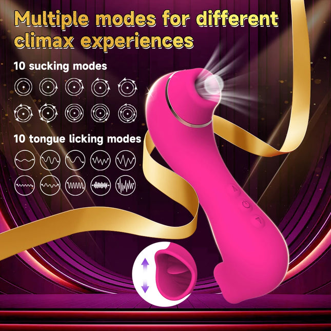 10 Frequency Nipple Sucking Clitoral Tongue Licking Double Stimulation Thrill Sex Toys for Female OR Lesbian Adult Sex Toys