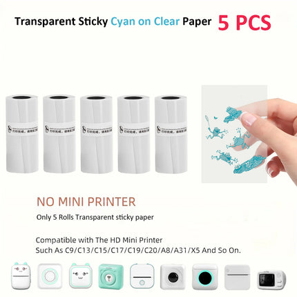 Thermal Mini Printer, Portable Inkless Sticker Maker,Bluetooth Free Cut Small Pocket Printer for Children DIY 57mm Photo Print