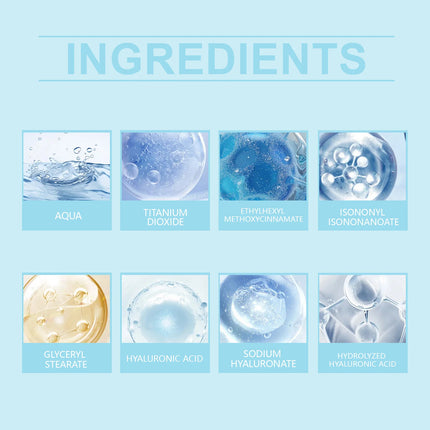 HOYGI SPF50 UV Sunscreen Hyaluronic Acid Face Cream Facial Protection Lotion For Men And Women Moisturizing Soothing Waterproof