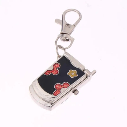 1 Piece Fashion Retro Cute Backpack Pendant Flip Phone Keychain Watch Hanging Watch Creative Gift