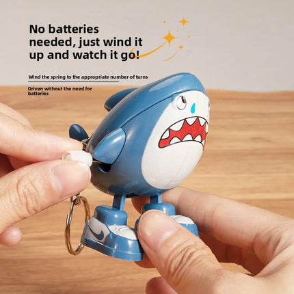 Cross-Border Wind-Up Shark Wobble Toy | Cartoon Funny Keychain Pendant | Stress Relief Anti-Anxiety | Creative Mini Fidget Toy
