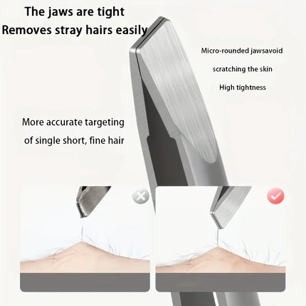 4pcs Precision Stainless Steel Tweezers Set - Eyebrow, Nose & Facial Hair Removal, Fragrance-Free, Glossy Finish