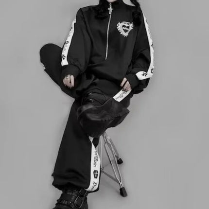 Vintage Subculture Personalized Design Street Rock Hip-hop Darkly Series Autumn New Loose Versatile Daily Jackets Zip Up Clothes