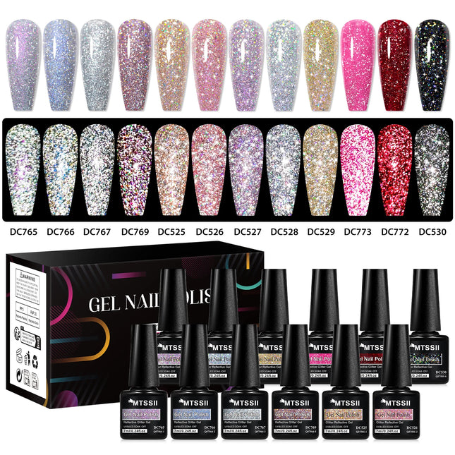8/12pcs Glitter Gel Nail Polish Set Sparkling Glitter Semi Permanent Soak Off UV Gel Varnish Manicure With Box DIY Nail Supplies