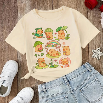 funny 90s Capybara Tshirt Kids Children T-Shirt capibara Cartoons Clothes Kid Girl Boy Capybaras T Shirt Baby Casual Top Clothes