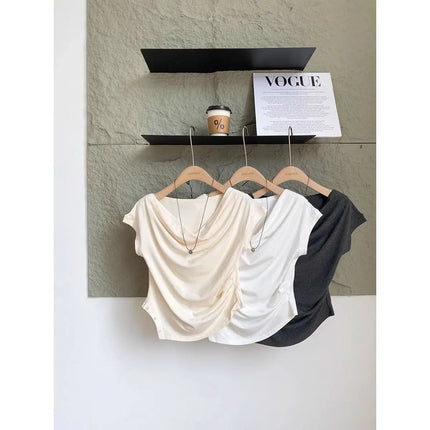 Slim Fit Modal T-irt Korean Sle ort Sve Dstring Waist Design Breathable Sweat Absorbent Summer New Arrival Women'...