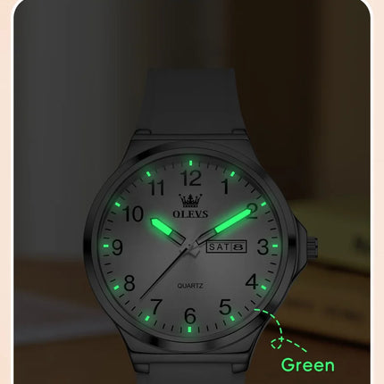OLEVS 5647 Man's Watch Fashion Big Dial Quartz Watch For Men Number Scale Waterproof Luminous Dual Calendar Simple Hand Clock