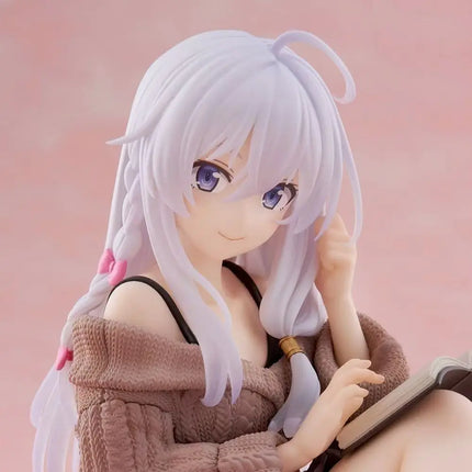 Wandering Witch: Elaina Figure, Casual Knitwear Sitting Pose Anime Figure, Collectible PVC Model Doll, Desktop Ornament Gift